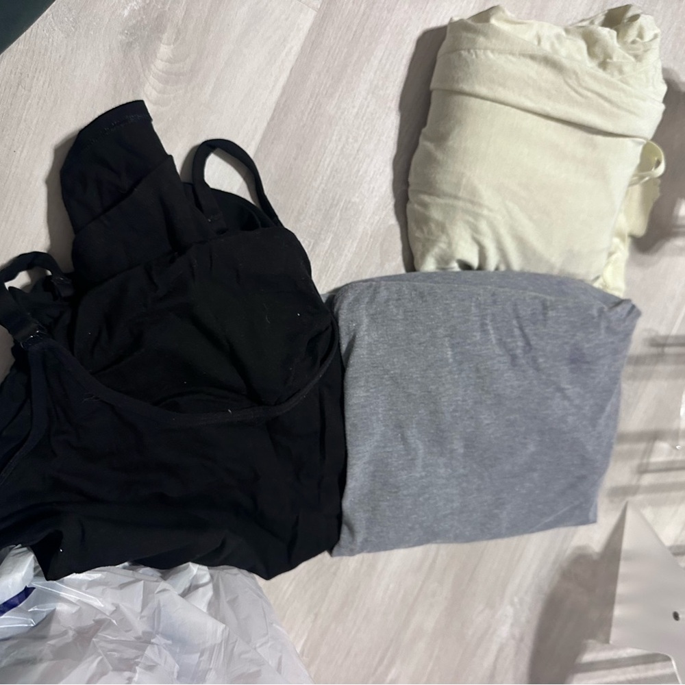 Black, Gray, and Cream Tops